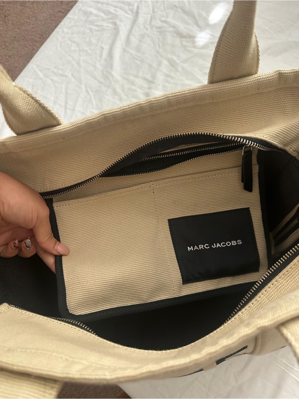 Marc Jacobs Cream Canvas Messenger Tote with Pouch